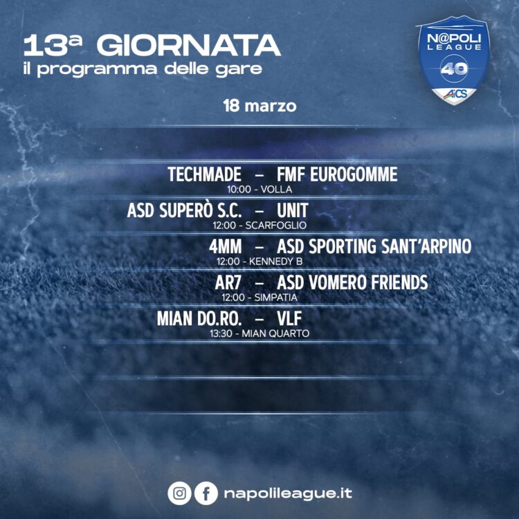 Napoli League 40. Testacoda Superò-Unit, Mian-VLF è il big match